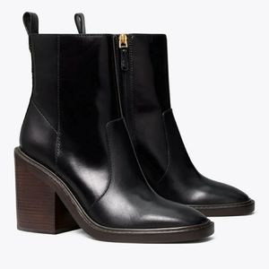 Tory Burch Heeled Ankle Boots - Sierra Antik - Black - Size: 9.5